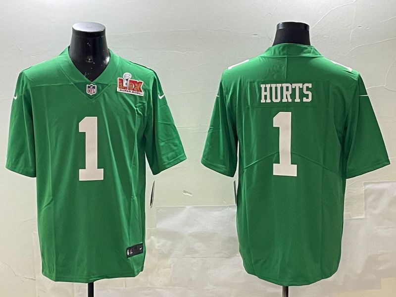 Men Philadelphia Eagles #1 Hurts Green Throwback 2025 Nike Vapor Limited NFL Jersey style 2